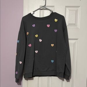 Target Black and Pink Crew Neck Sweater with Heart Accents